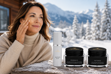 Winter skincare serenity in the mountains