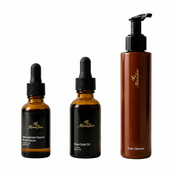 Skincare trio on white background